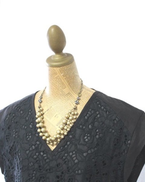 画像2: 【Kanami bijoux】  コットンパール ボリュームネックレス（カーキ） (2)