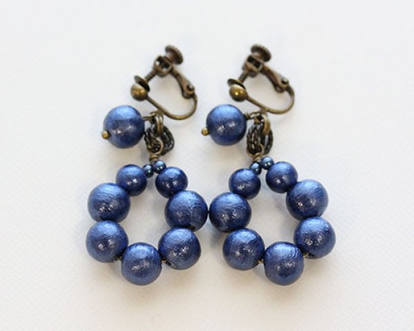 画像3: 【Kanami bijoux】  コットンパールサークルピアス・イヤリング(ブルー) (3)
