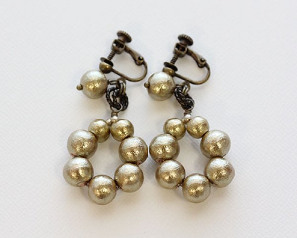 画像3: 【Kanami bijoux】  コットンパールサークルピアス・イヤリング（カーキ） (3)