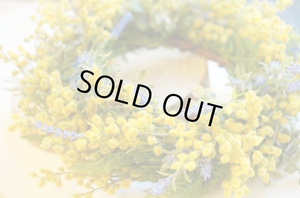 画像2: 造花のミモザとラベンダーのリース (2)