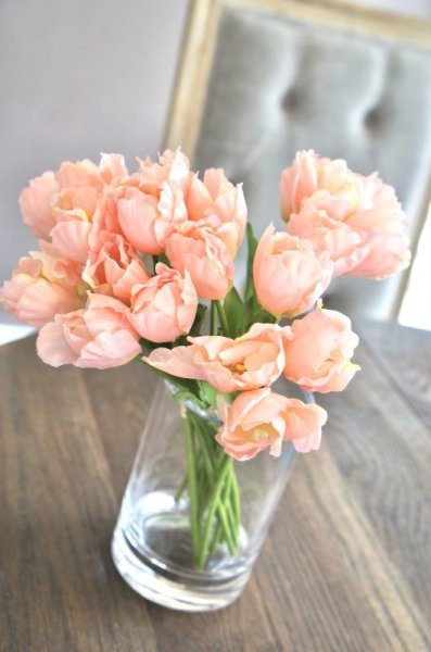 画像2: 【造花】小ぶりなチューリップ(サーモンピンク) 29cm20本セット (2)