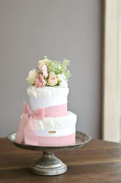 画像4: 【Salon d’or オーガニック】 こだわりブーケのダイパーケーキ（おむつケーキ）（ピンク） (4)
