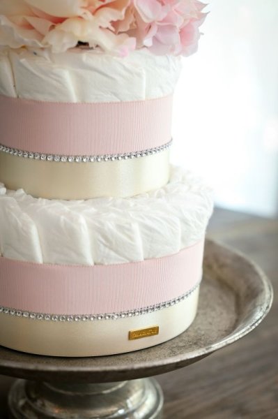 画像2: 【Salon d’or オーガニック】 ラインストーンのダイパーケーキ（おむつケーキ）（ピンク） (2)