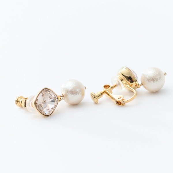 画像5: 【MASALO】 スワロとコットンパールのイヤリング（2色展開） (5)