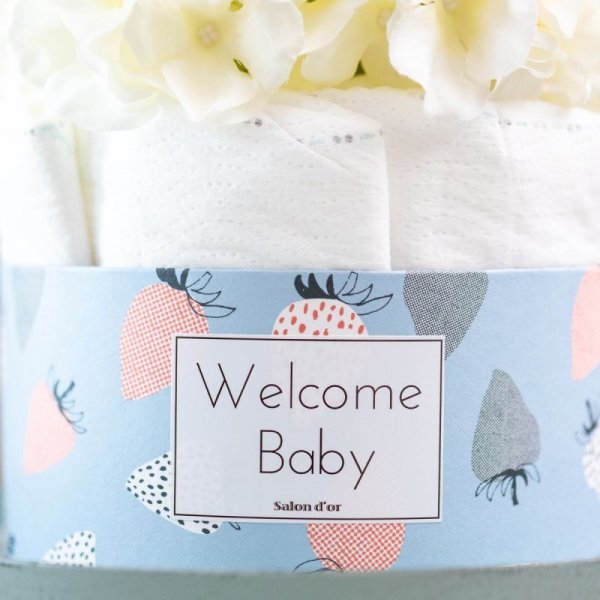 画像2: 【Salon d’or】かわいい柄のおむつケーキ（いちご　ブルー） (2)