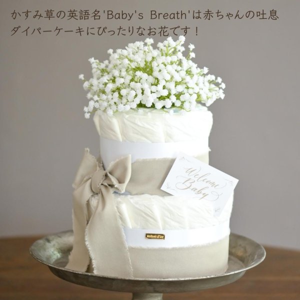 画像4: 【Salon d’or オーガニック】 Baby's breath(かすみ草)のダイパーケーキ(おむつケーキ) (4)
