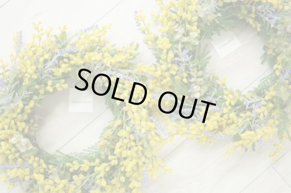 画像6: 造花のミモザとラベンダーのリース (6)