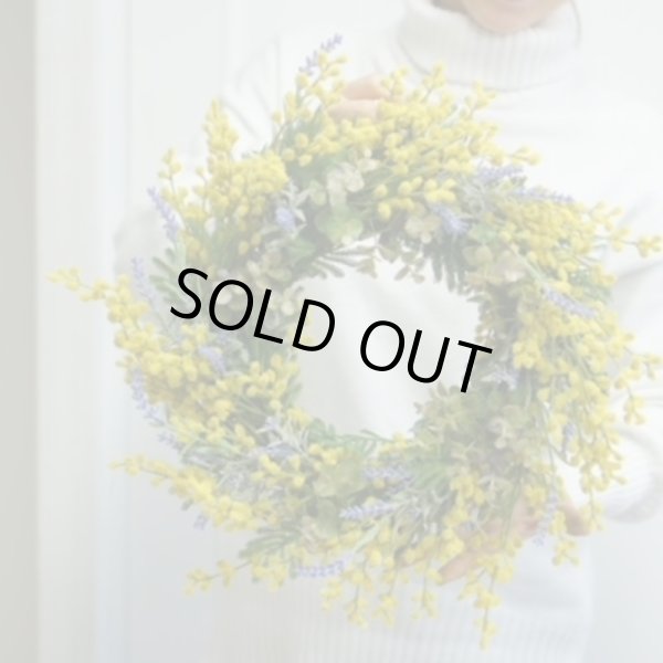 画像3: 造花のミモザとラベンダーのリース (3)