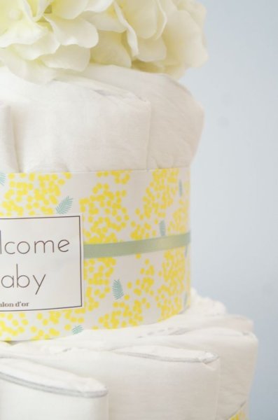 画像5: 【Salon d’or】かわいい柄のおむつケーキ（ミモザ柄 2段） (5)