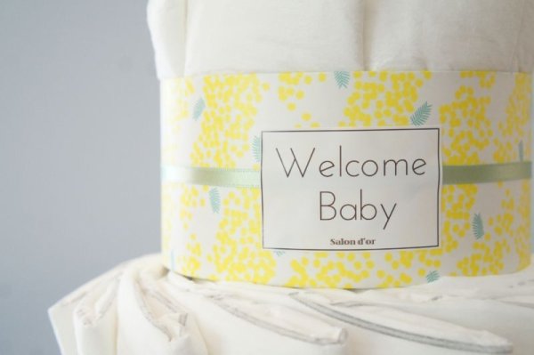 画像4: 【Salon d’or】かわいい柄のおむつケーキ（ミモザ柄 2段） (4)