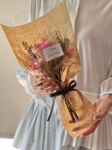 画像6: 【Thank you】【Happy Birthday】ドライフラワー調のガーベラブーケ (6)