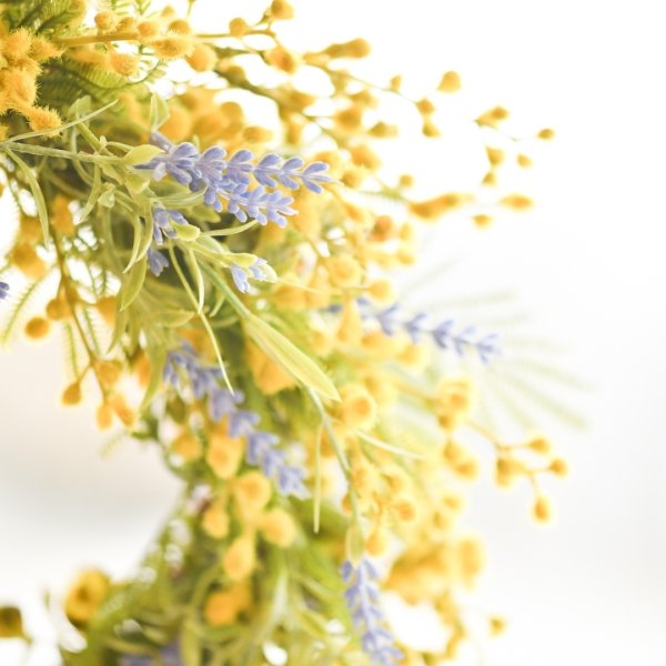 画像4: 造花のミモザとラベンダーのリース (4)