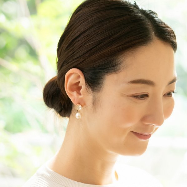 画像2: 【MASALO】 スワロとコットンパールのピアス（2色展開） (2)