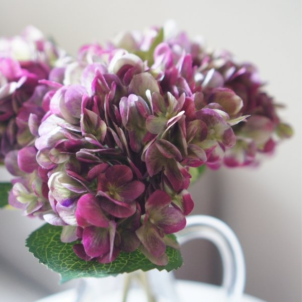 画像3: 【造花】あじさい（赤紫×グリーン）　33cm3本セット (3)