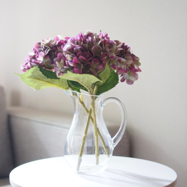 画像2: 【造花】あじさい（赤紫×グリーン）　33cm3本セット (2)