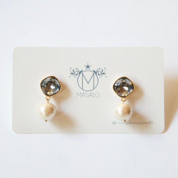 画像4: 【MASALO】 スワロとコットンパールのピアス（2色展開） (4)
