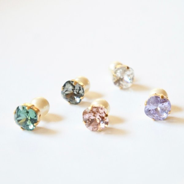 画像4: 【MASALO】  一粒スワロフスキー パールキャッチピアス（グレー） (4)